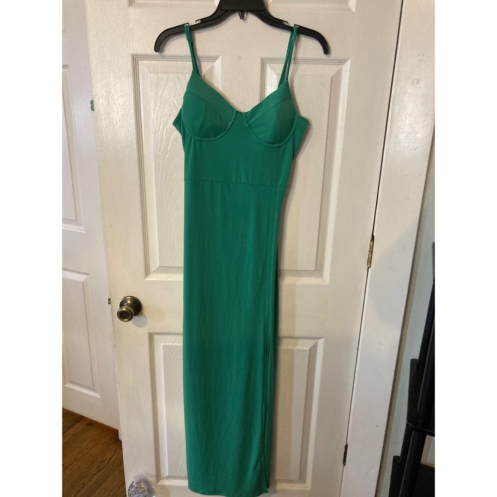 Emerald‎ Green Bustier Maxi Dress Adjustable Spaghetti Strap Bodycon Formal Long